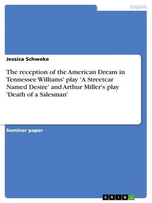 cover image of The reception of the American Dream in Tennessee Williams' play 'A Streetcar Named Desire' and Arthur Miller's play 'Death of a Salesman'